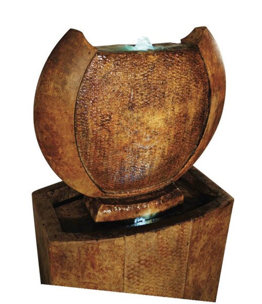 Medallion Fountain Unique Design with Light View Cement Outdoor